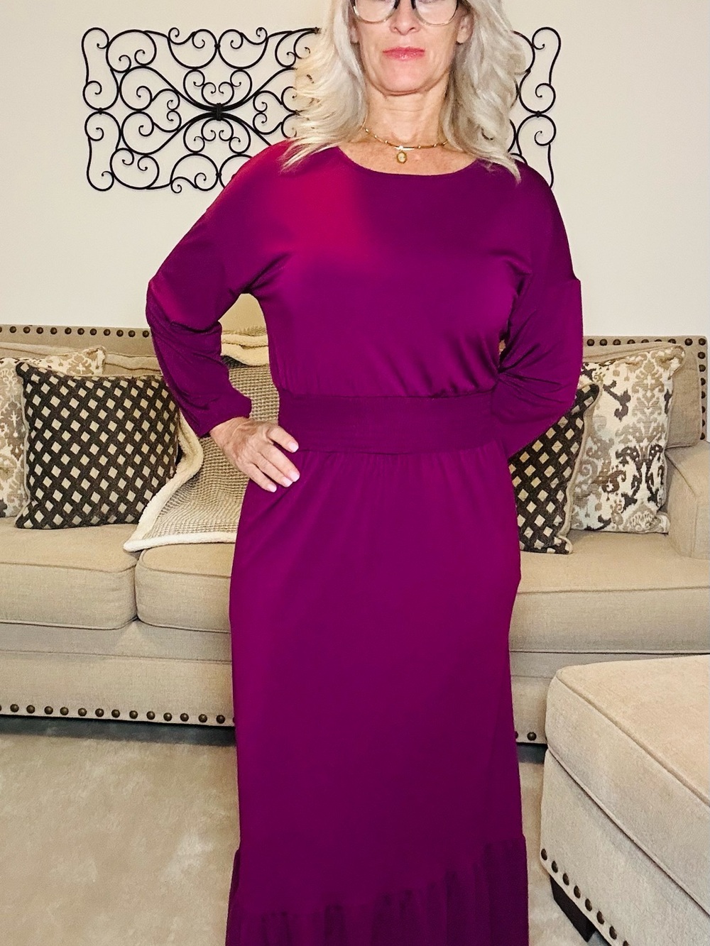 LuLaRoe Women's Maxi Dress in Magenta